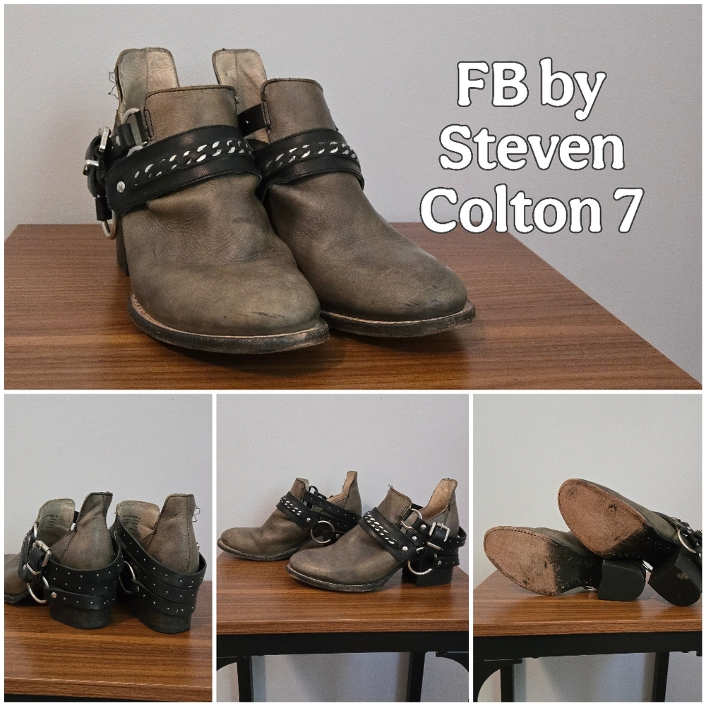 OG Freebird By Steven Colton 7 Olive Boots with Black Straps